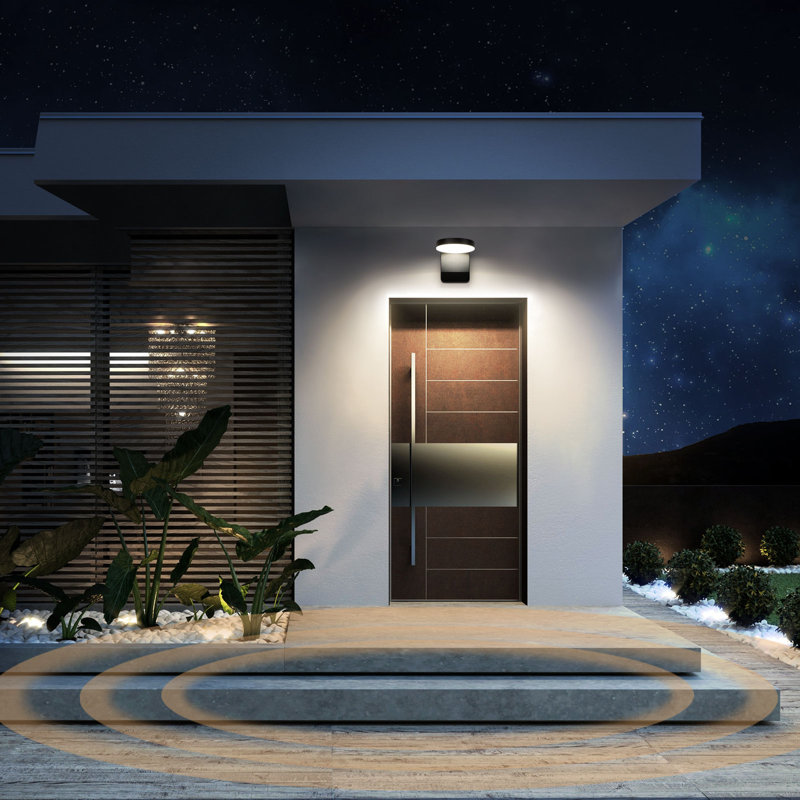 Neah Black 16cm H Integrated LED Outdoor Armed Sconce