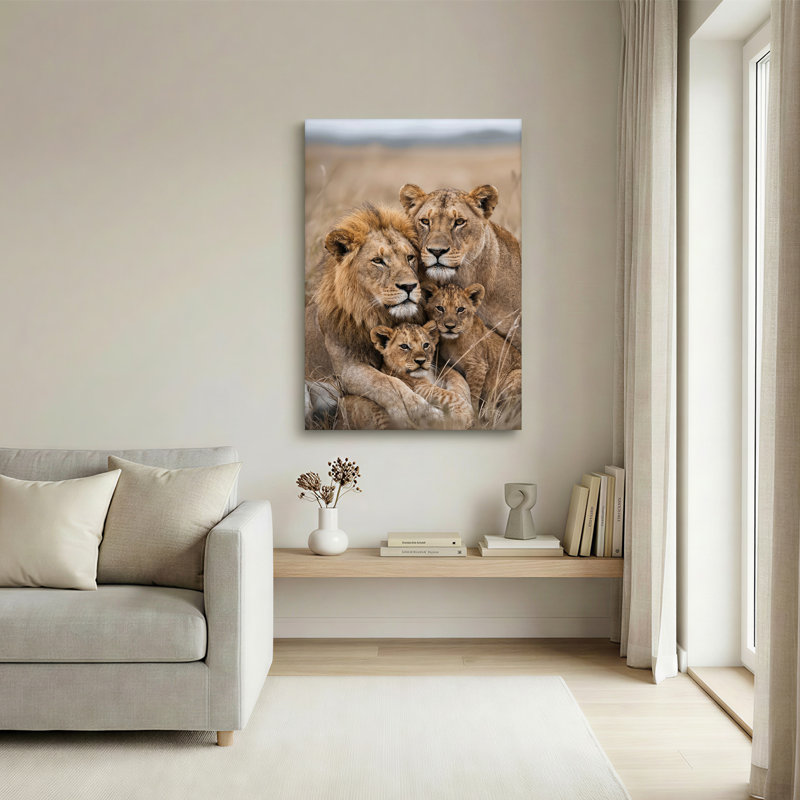 Art mural sur toile Golden Lion Family, 30"H x 20"W