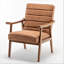 Fauteuil d'appoint Mid-Century moderne, structure en bois massif avec accoudoirs en microfibre d'aspect cuir-1481999311