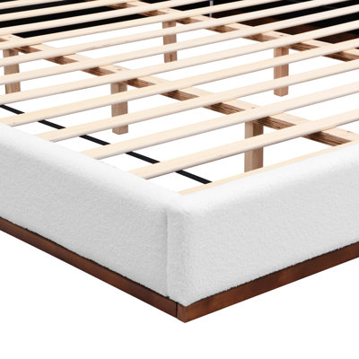 Stylish Bedroom Bed, Upholstered Bed with Wood Frame