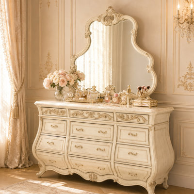 Platine de Royale Dresser with Mirror Set - Champagne