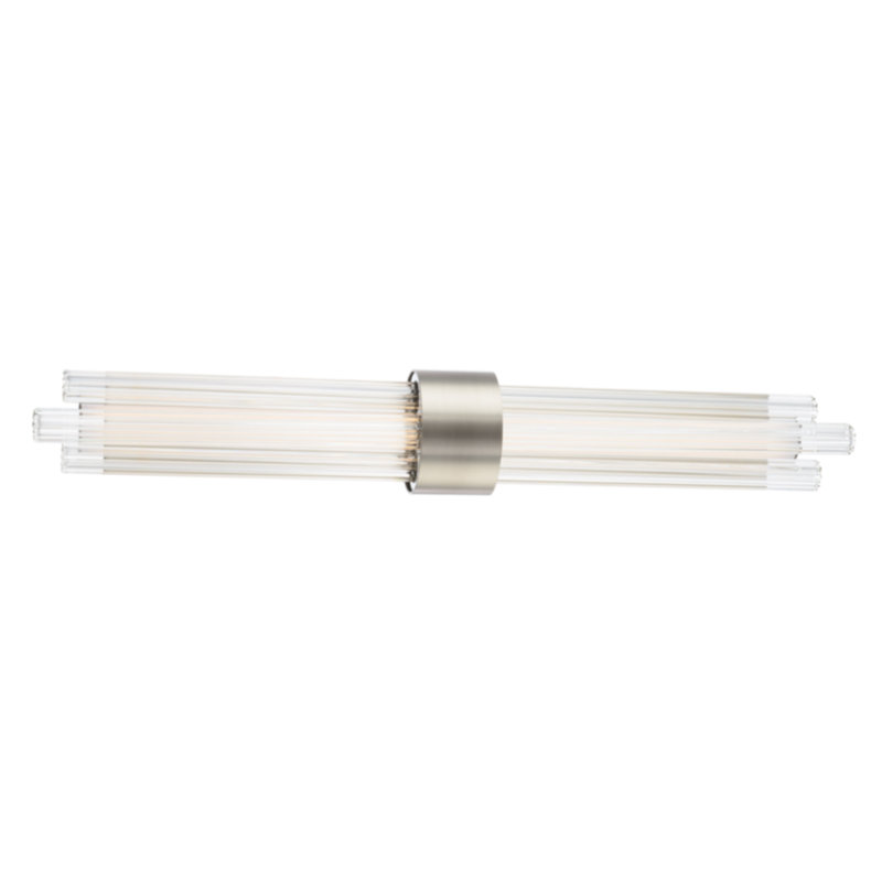 Luzerne 2 - Light Dimmable LED Aged Brass Vanity Light, Brushed Nickel, 28" Height