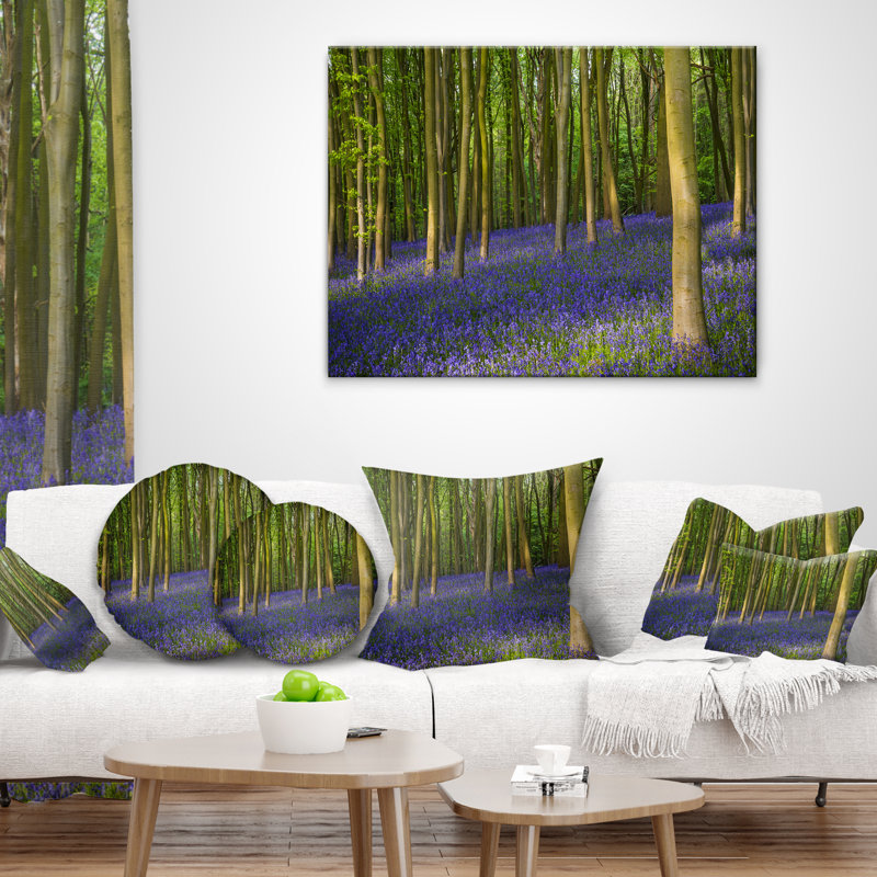 Coussin imprimé «Bluebell Woods in Oxfordshire», 16 po x 16 po, Coussin décoratif