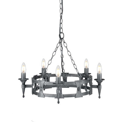 Voight 5 - Light Waggon Wheel Chandelier