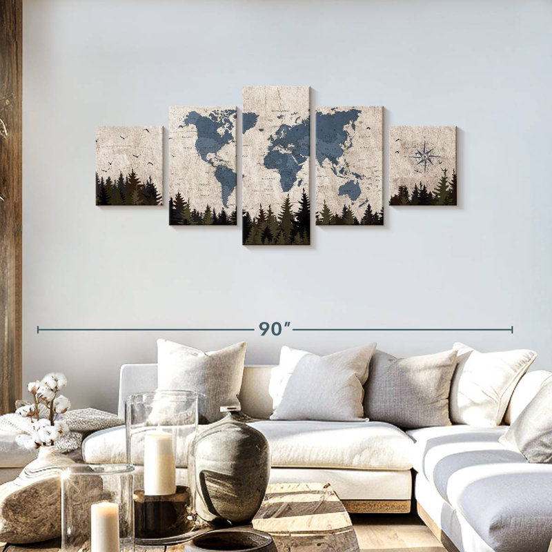 Geographic World Map VII, 30" H x 68" W