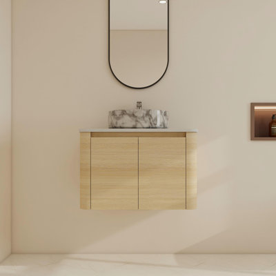 Ensemble de meuble-lavabo simple mural 30 po avec lavabo en céramique