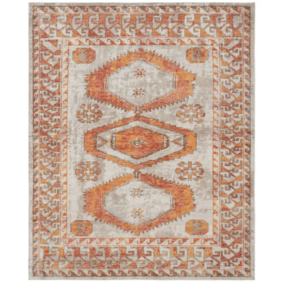 Mcmahen Wool Oriental Area Rug in Orange
