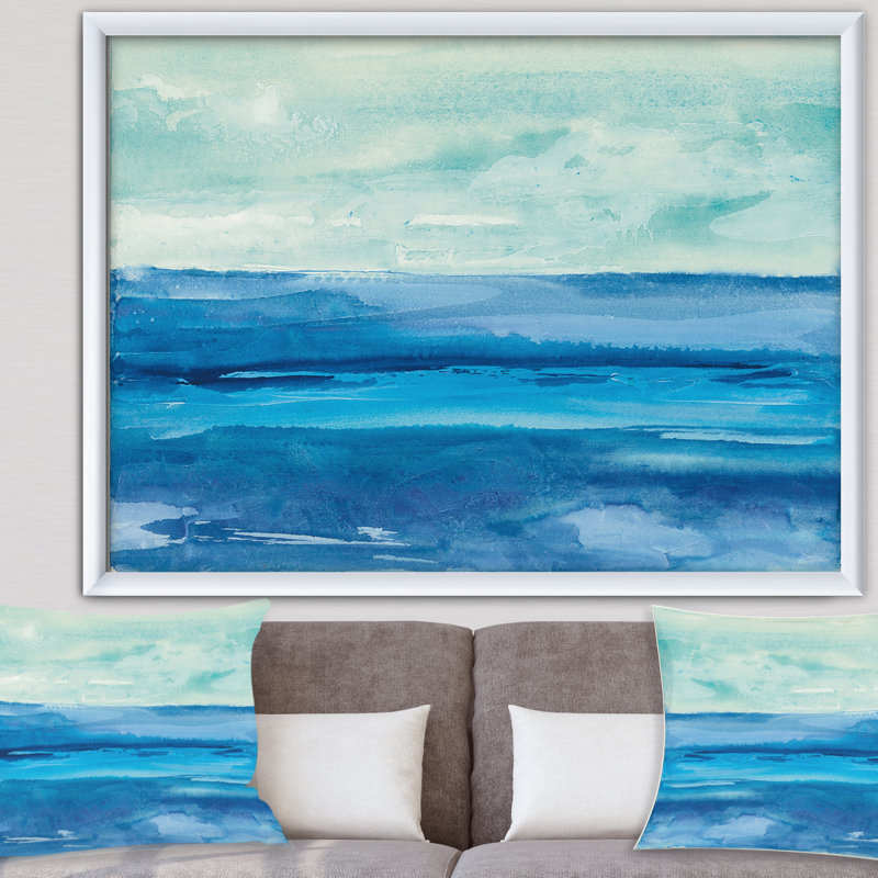 « out to sea »-une image sur toile, Cadre blanc, H 36 po x l 46 po x P 1,5 po