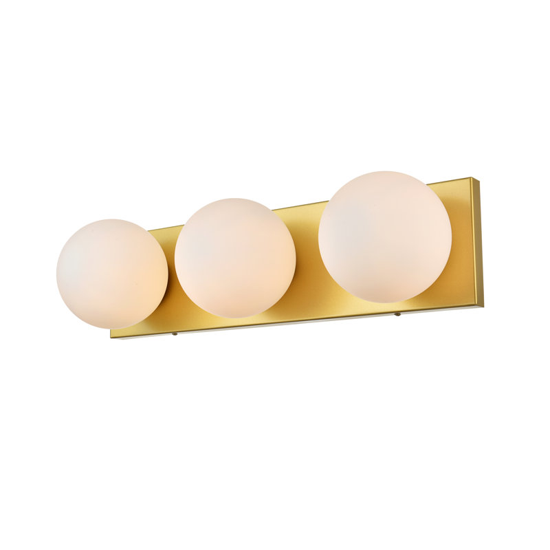 Applique murale de salle de bain à intensité variable Isabeth, Laiton, H 6 po x l 22 po x P 22 po, 3 lumières