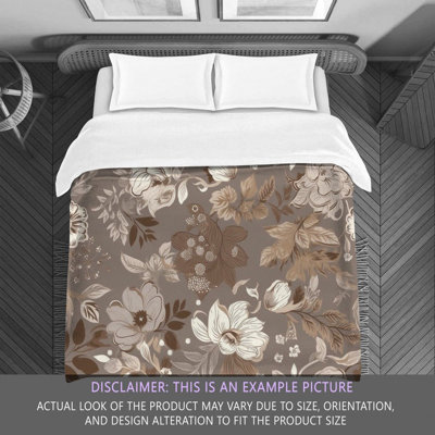 Floral Brown/Silver Microfiber Comforter