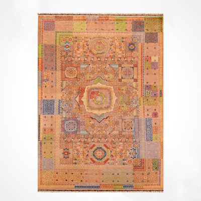 Original Hand Knotted Mamluk Pattern Wool and Cotton Rug