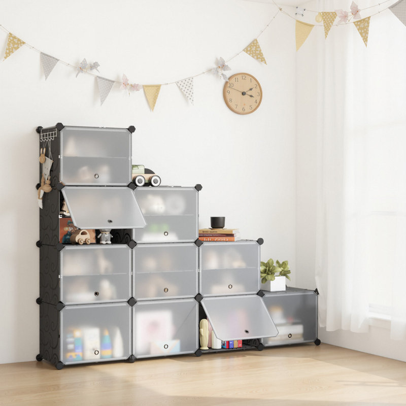 40 Pair Stackable Shoe Storage Cabinet, Black