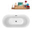 Baignoire de trempage autoportante 59 "avec drain et plateau en bambou 59" Streamline-147998162
