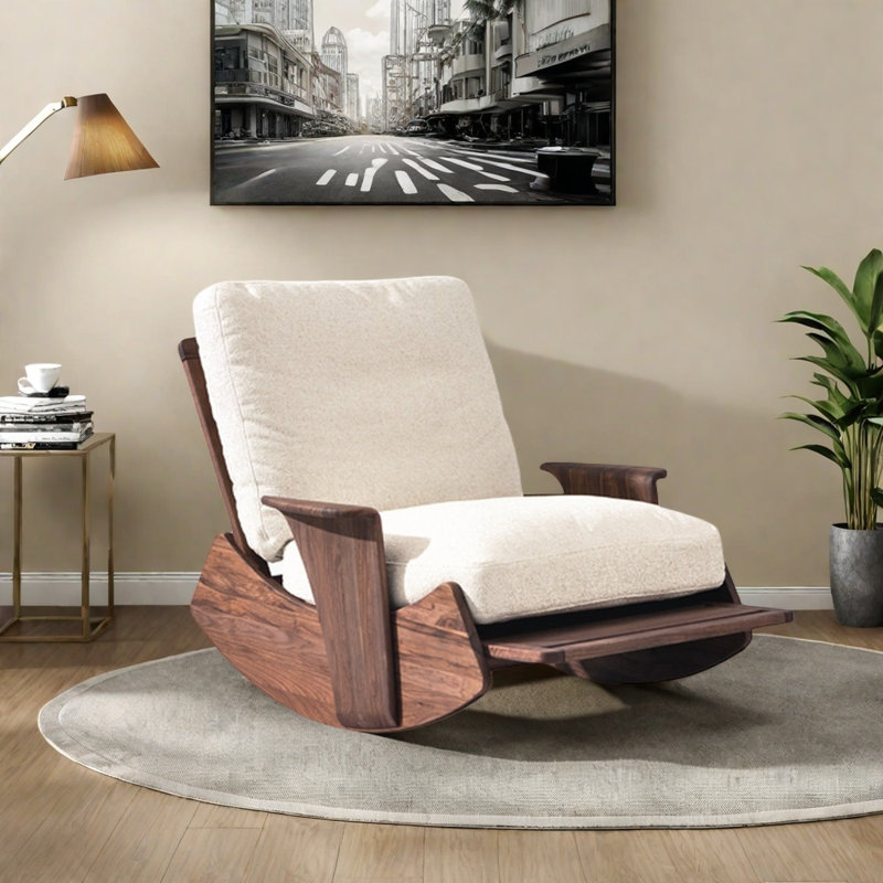 Chaise berçante rétro en coton et lin
