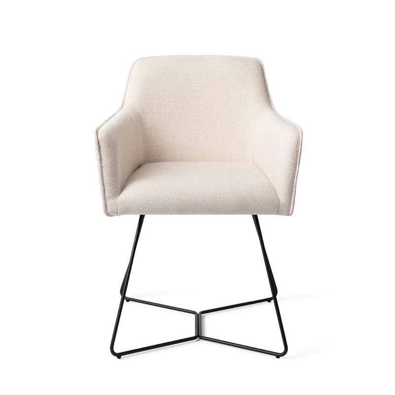 Dashall 123.19cm H Polyester Upholstered Metal Armchair, Black, Cream