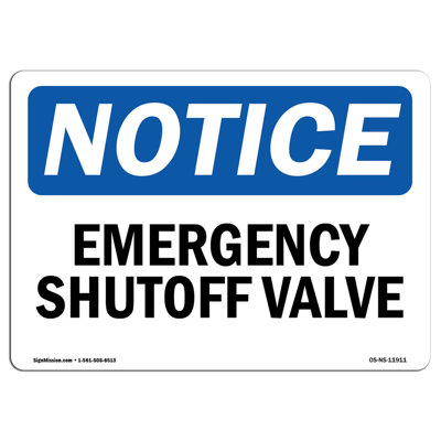 Emergency Shutoff Valve Sign