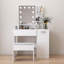 Ensemble de coiffeuse de maquillage avec tiroir et armoire de rangement, coiffeuse avec tabouret rembourré pour la chambre à coucher, salle de maquillage