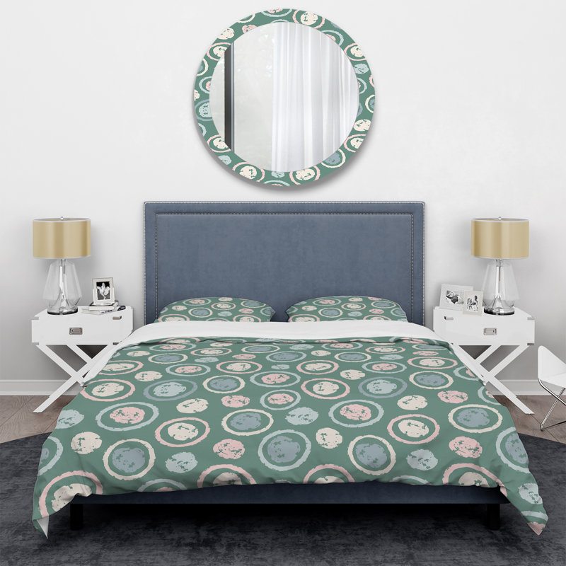 Ensemble de housse de couette en microfibre vert / rose clair 2 pièces, Housse de couette pour très grand lit et 2 très