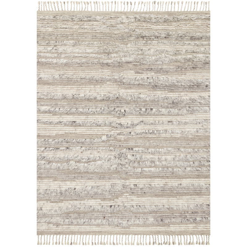 Tapis naturel / ivoire noué à la main Benjamin, Rectangle 2 pi x 3 pi