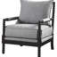 Chaise d'appoint sophistiquée grise avec une structure perlée et un style transitionnel noir pour les espaces de lecture