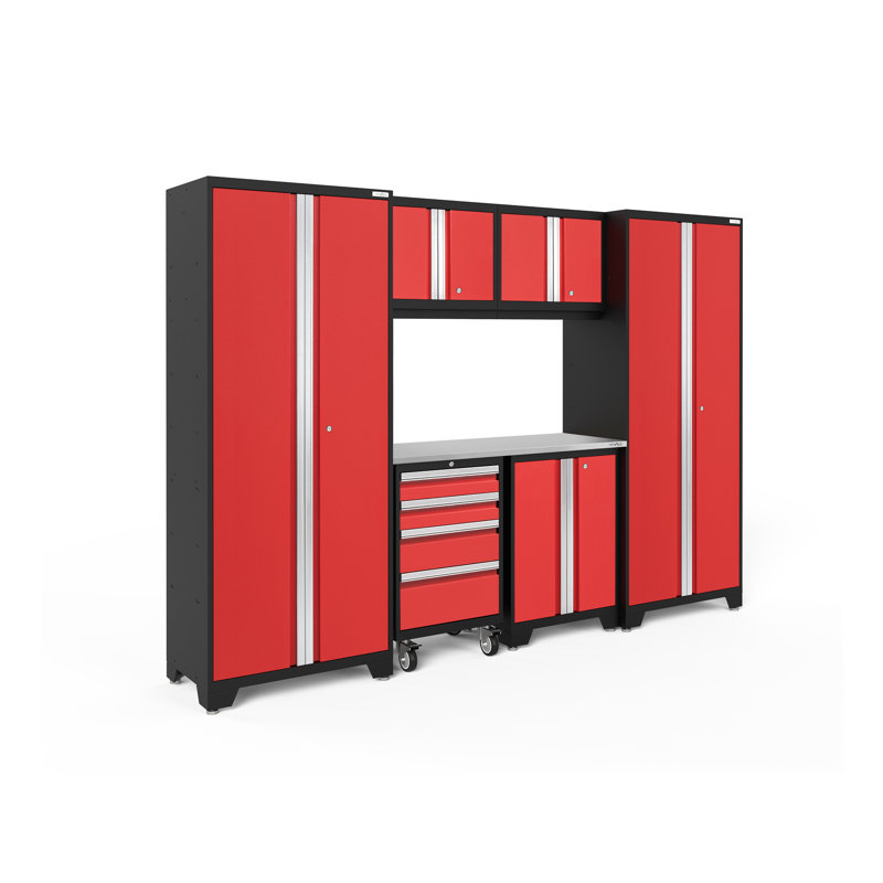 Bold Series 7 Piece Complete Garage Storage System, Red