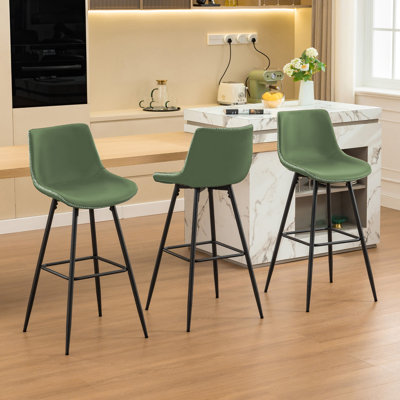 Faux Leather Modern Low Back Counter Stool
