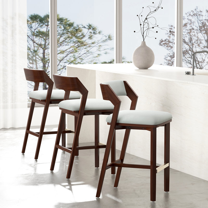 Tabouret de bar en bois, Velours blanc