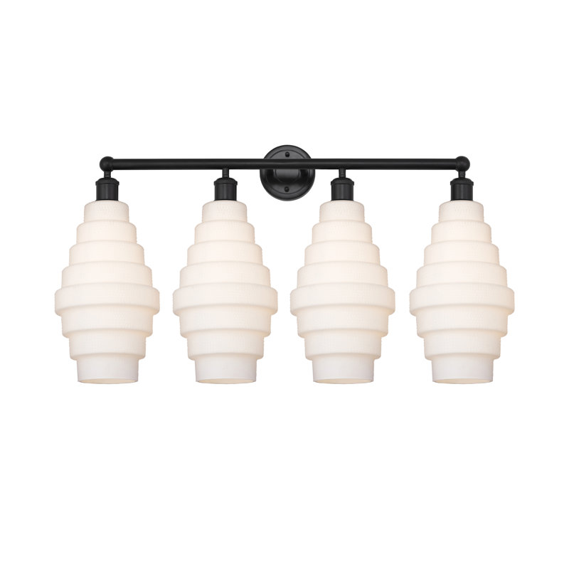 Éclairage pour salle de bain 4 lumières Bedrie, Blanc, Noir mat