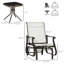 Ensemble bistro 3 pièces avec cadre en acier, plateau en verre trempé pour patio, jardin, cour, blanc, crème