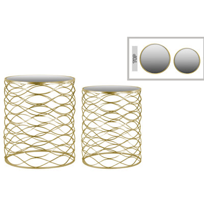 Hazle Mirrored Glass Top Nesting Tables