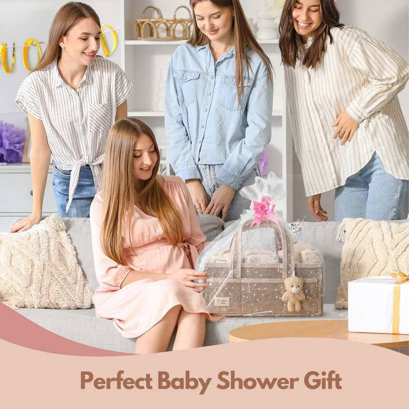 Diaper Caddy Organizer With Handle - Versatile Storage Basket Bag, Must-Have Registry Gift For Baby Shower, Newborn Nursery & Car Organization, Portable Essentials Cart