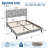 Botanical Print Upholstered Platform Bed Frame with Adjustable Headboard