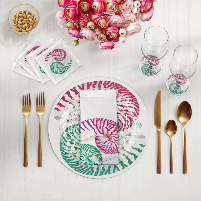 Sous-verres ronds en cuir Nautilus Palm Beach, Palm Beach