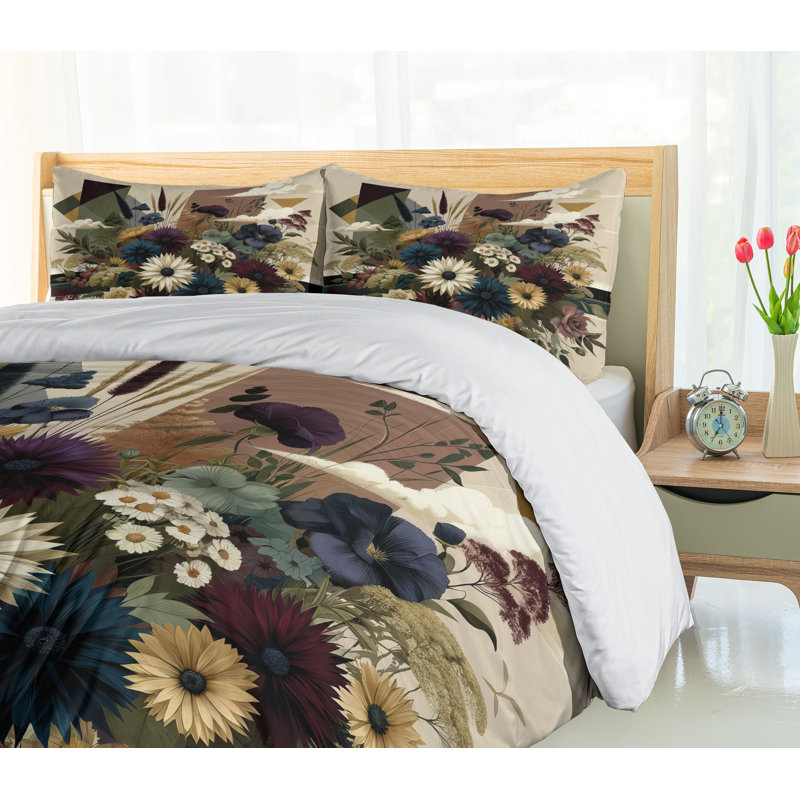 Floral Eucalyptus Duvet Cover, Queen Duvet Cover + 2 Standard Shams