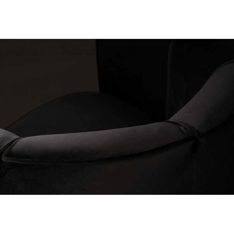 Flower Swivel Barrel Chair, Black Velvet