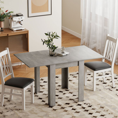 Table de salle à manger extensible 55 ", table de cuisine pour 4 à 6 personnes, gris