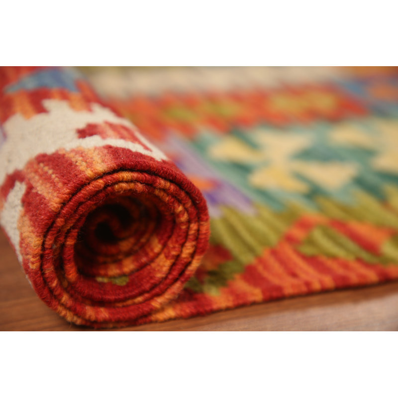 Tapis géométrique réversible en laine 10 x 13
