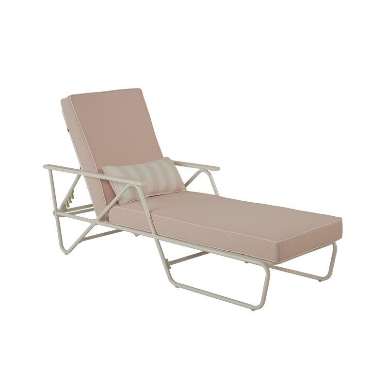 Charlottesville 185.4cm Long Reclining Single Chaise with Cushions, Aqua Haze, White