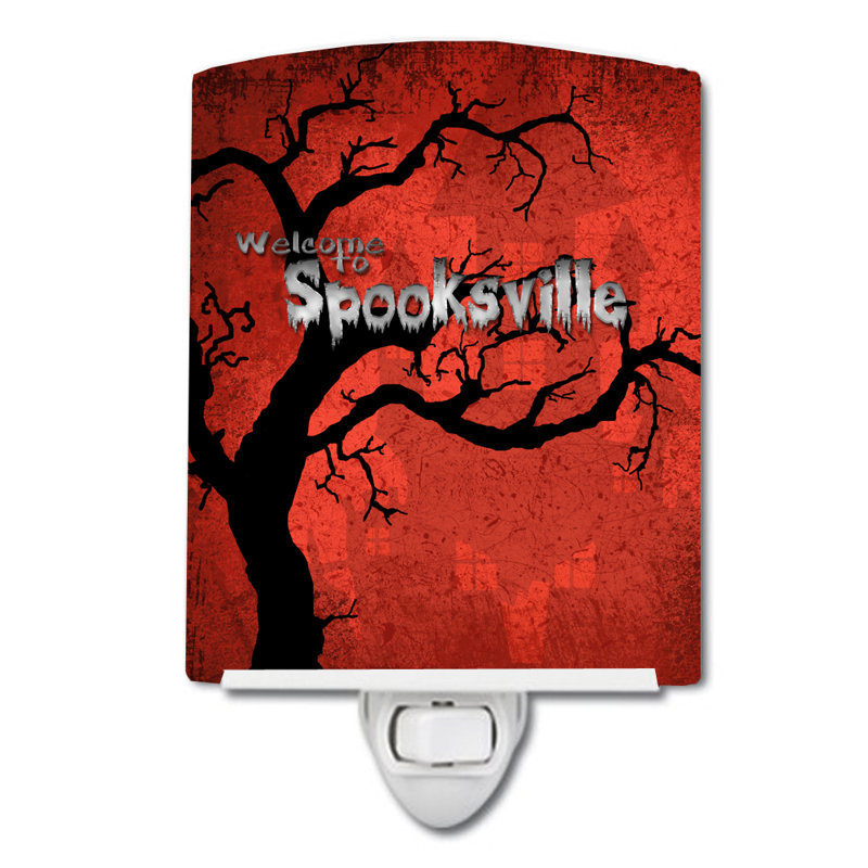 Éclairage de nuit en céramique d’halloween welcome to spooksville