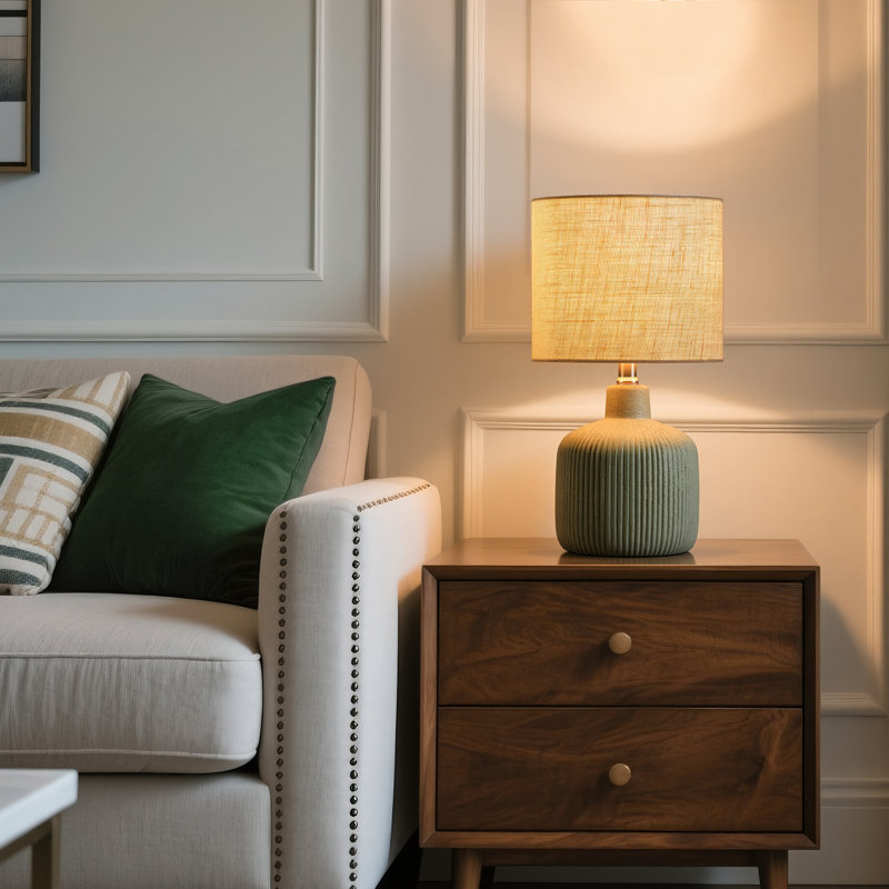 Lampe de table en céramique 17,5 ", Vert
