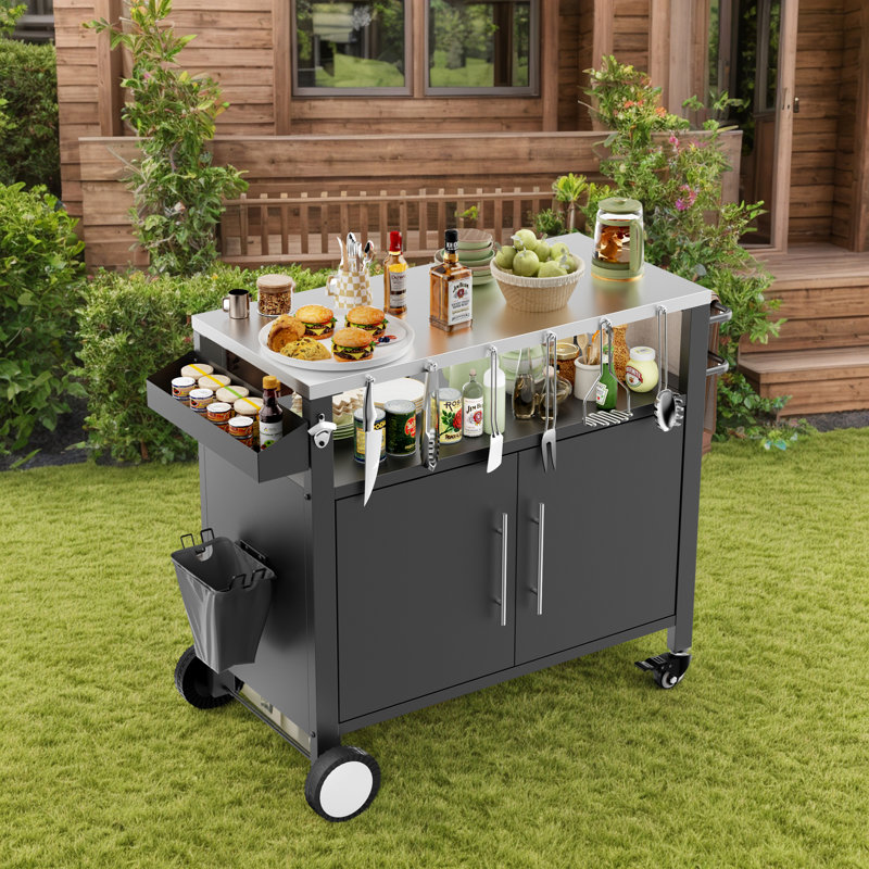 Chariot de barbecue extérieur avec rangement