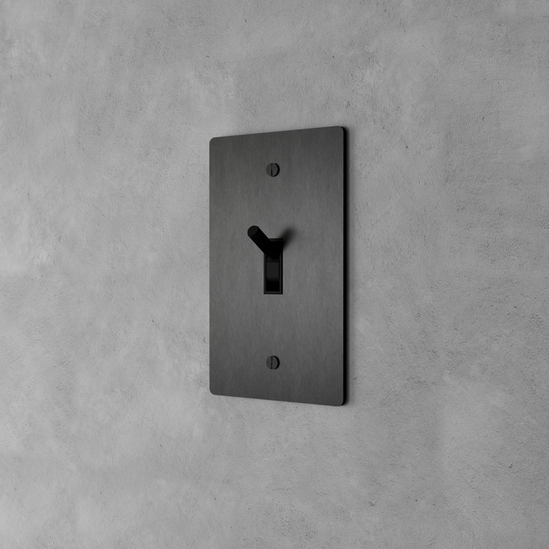 Ozarke Modern Brass Toggle Switch, Black, 2 Gang 2 Way