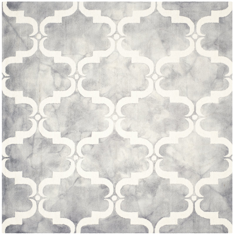 Dip Dye Hand Tufted Wool Geometric Rug, Square 7'