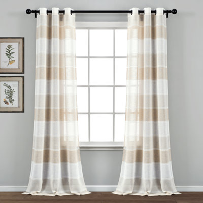Textured Stripe Sheer Sheer Curtain Pair