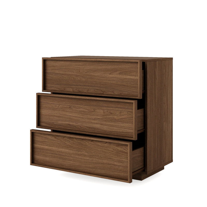 Commode moderne 3 tiroirs Abbate, Noyer