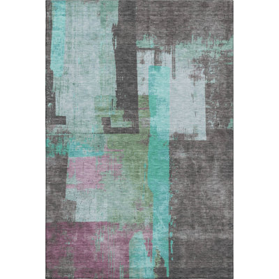 Premium Machine Washable Larrison AMF1779 Blocks Rug