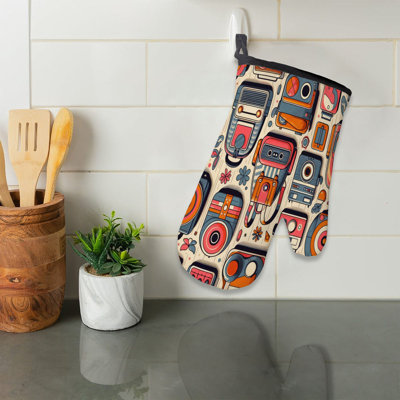 Old School Charm Oven Mitt Cotton Twill