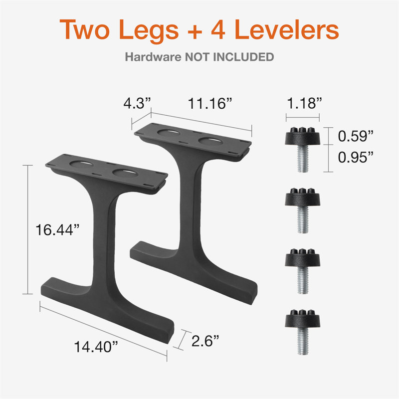 Wineglass Metal Bench Legs, Set of 2