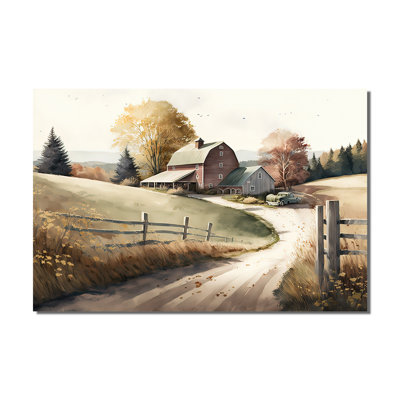 Chemin vers la grange IV - art mural paysage de grange