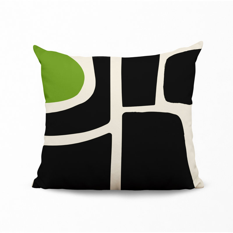 Banksy Abstract Outdoor Reversible Throw Pillow, Chartreuse/Off White, 17" x 17"